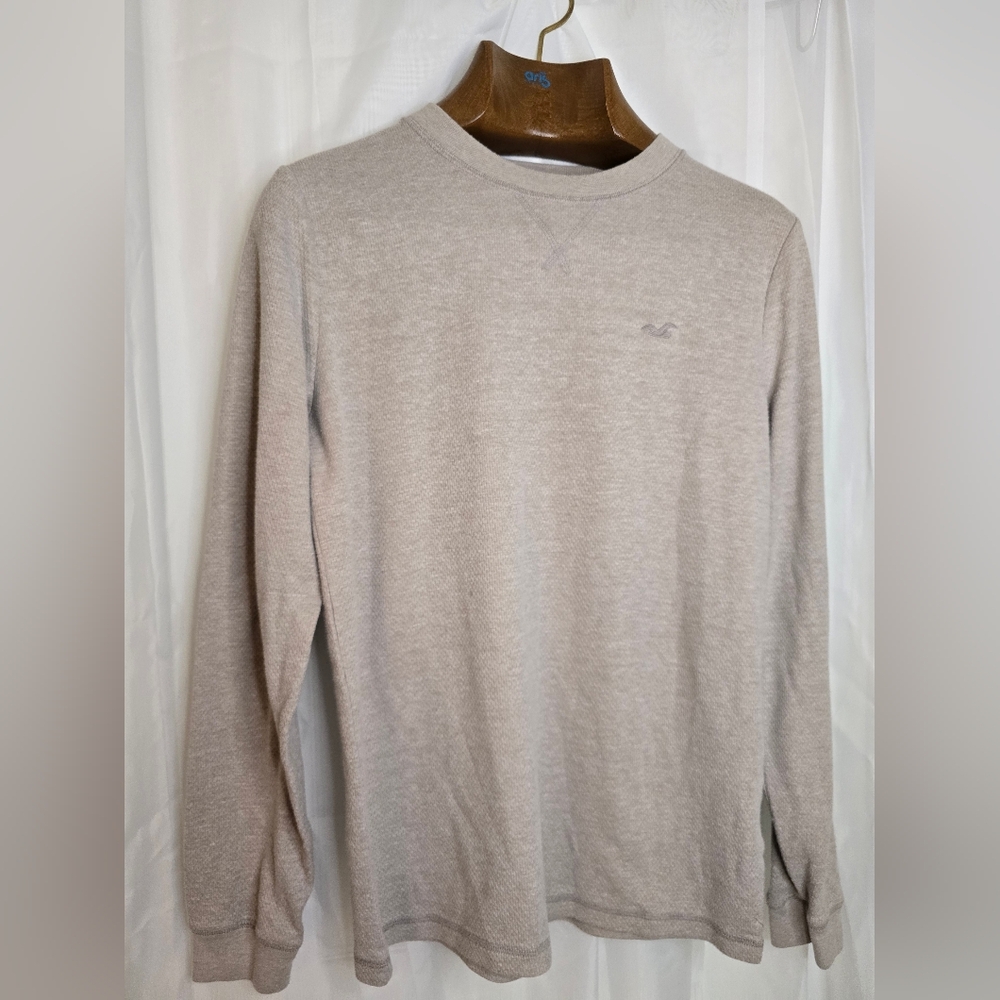 Hollister Beige Long Sleeve‎ Normcore Eclectic Grandpa Cabincore Tee
